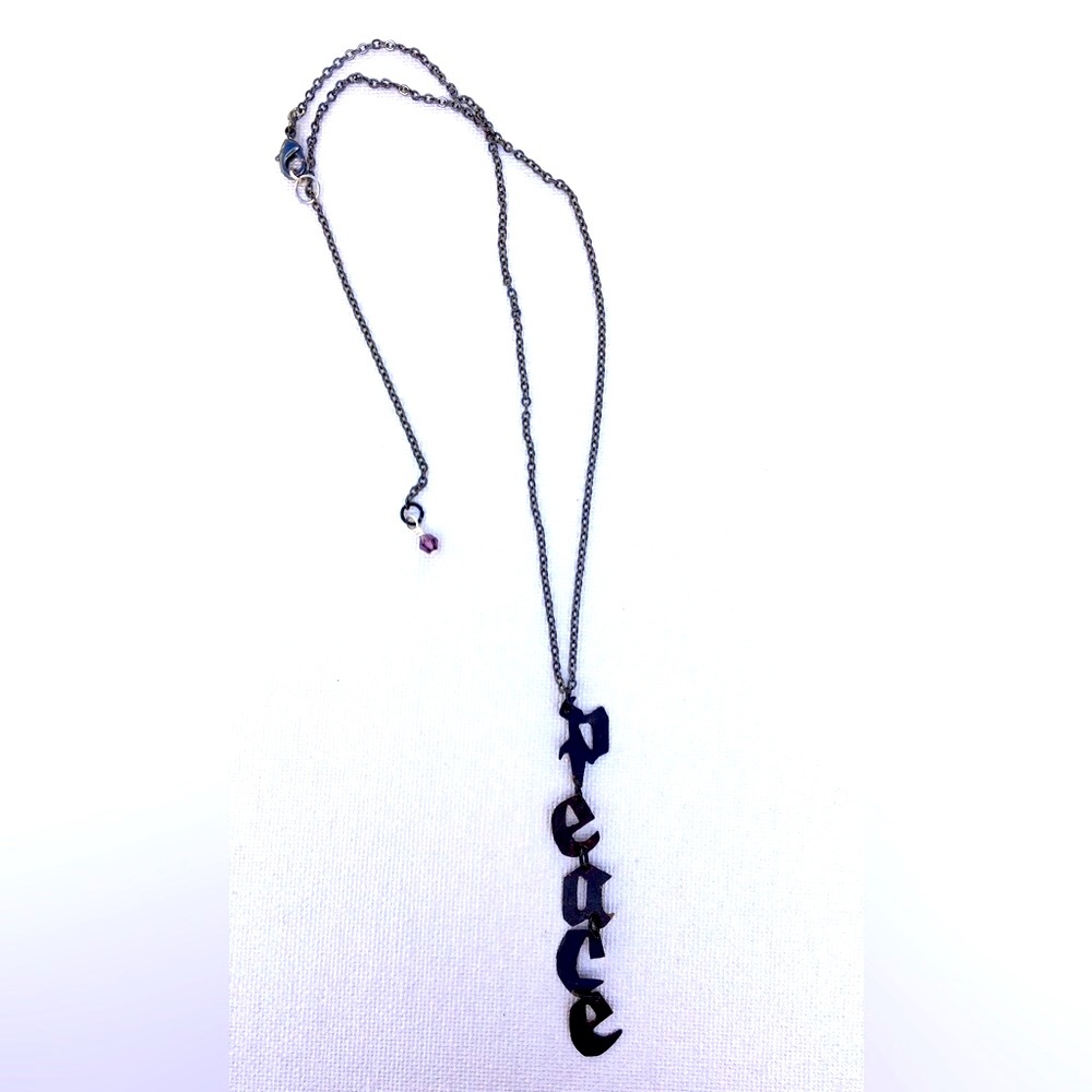 Peace Necklace Handcrafted Brass 16-18 inches long - Picture 9 of 9